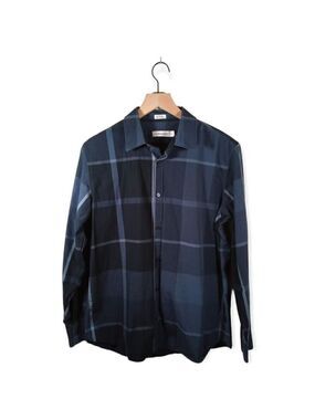 CALVIN Klein Blue Window Pane Button Down Shirt Size M